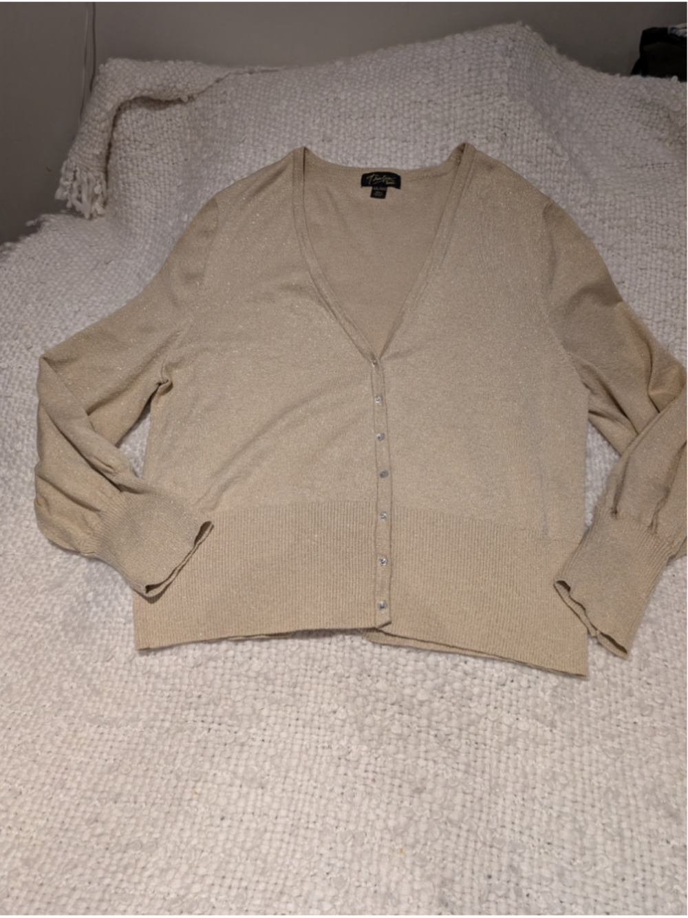 Women's Thalia Sodi Gold Shimmer Cardigan Sweater, Size XXL